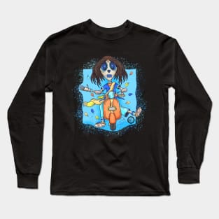 Cute Skeleton Indian Lady-  Dia De Los Muertos - scooter Ride Along Long Sleeve T-Shirt